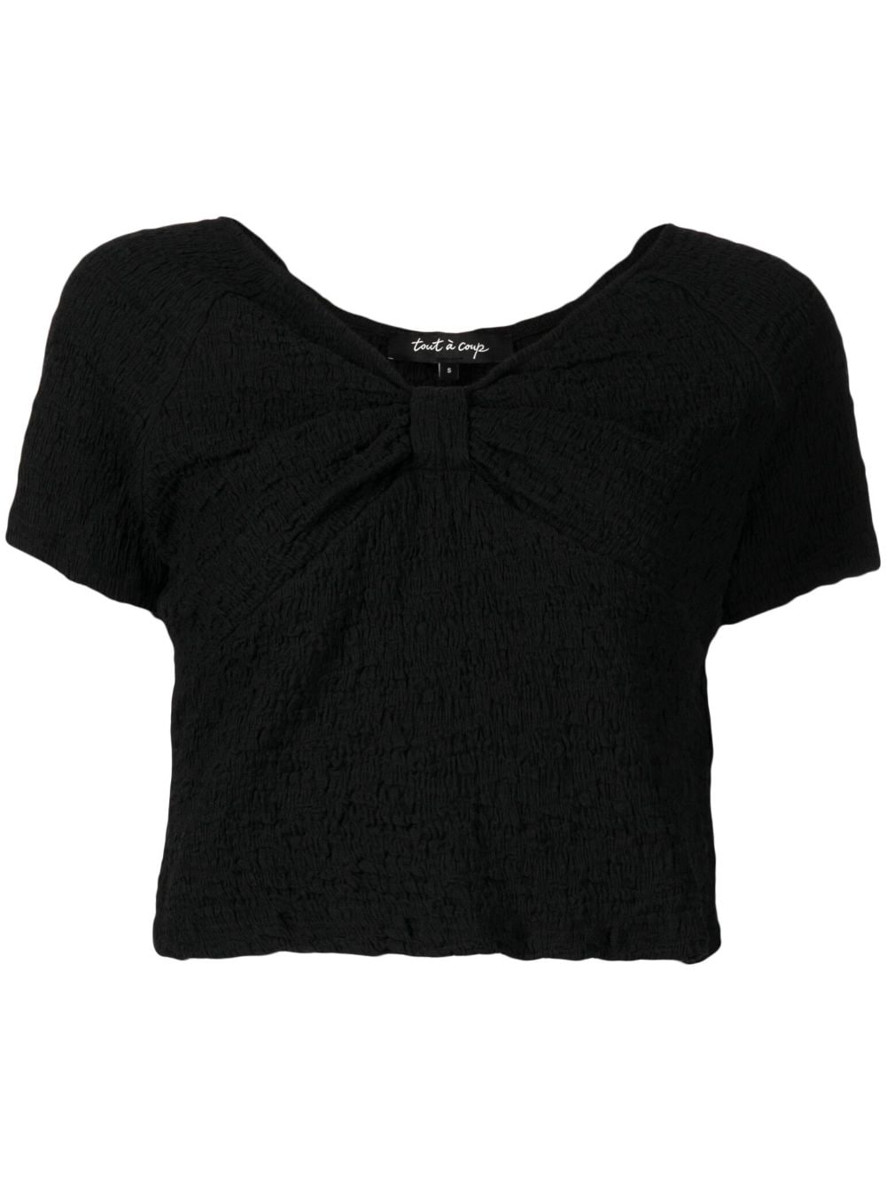 tout a coup crinkled-effect fitted cropped blouse - Black von tout a coup