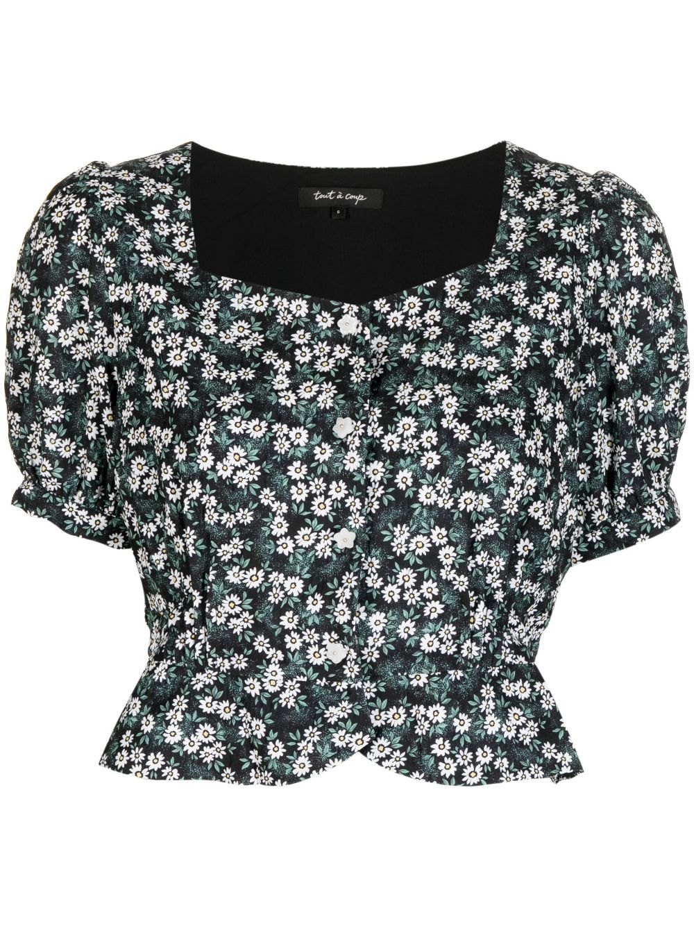 tout a coup floral-print cropped top - Black von tout a coup