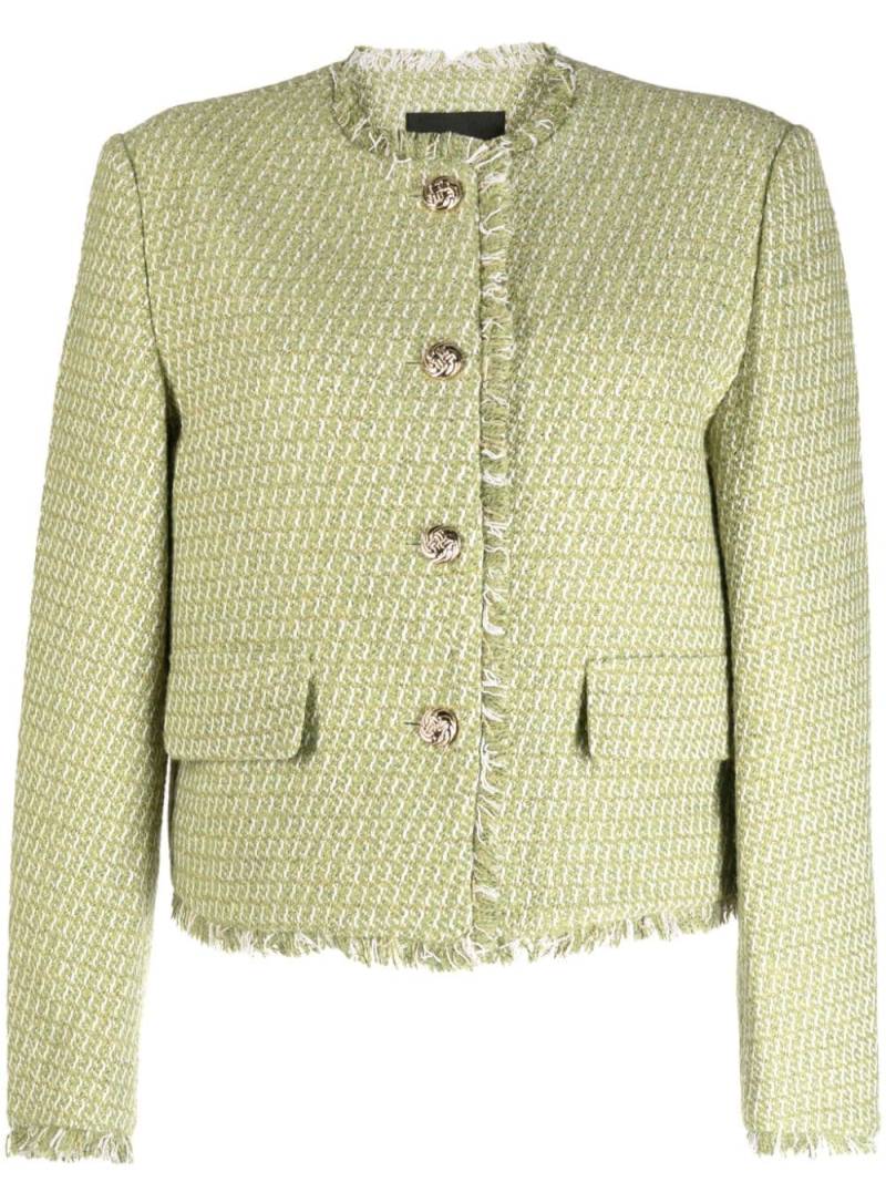 tout a coup frayed-edge tweed jacket - Green von tout a coup