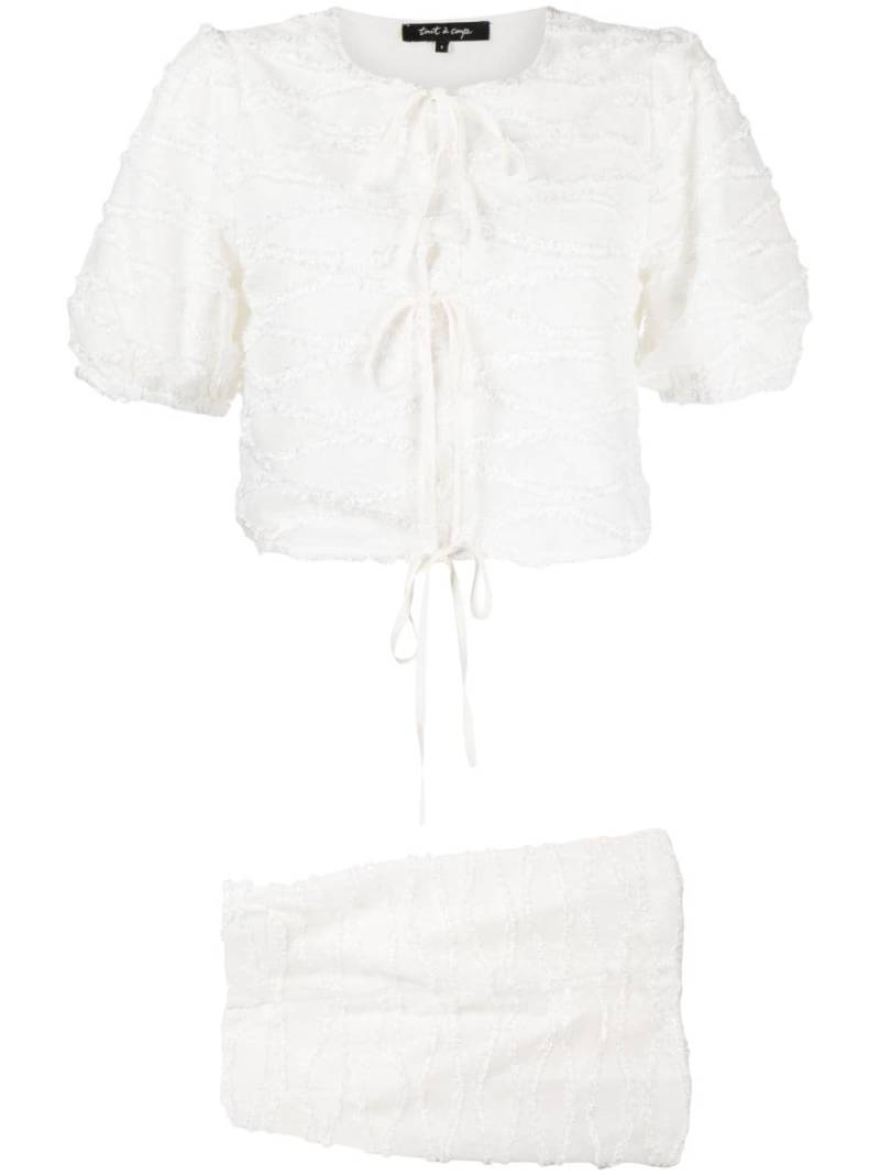 tout a coup frayed knitted top and skirt set - White von tout a coup
