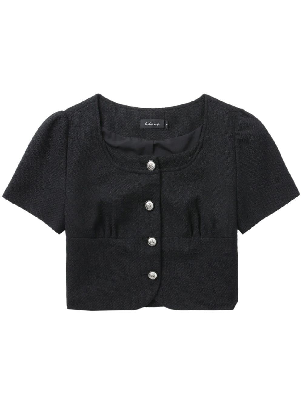 tout a coup gathered-detail button-up crop top - Black von tout a coup