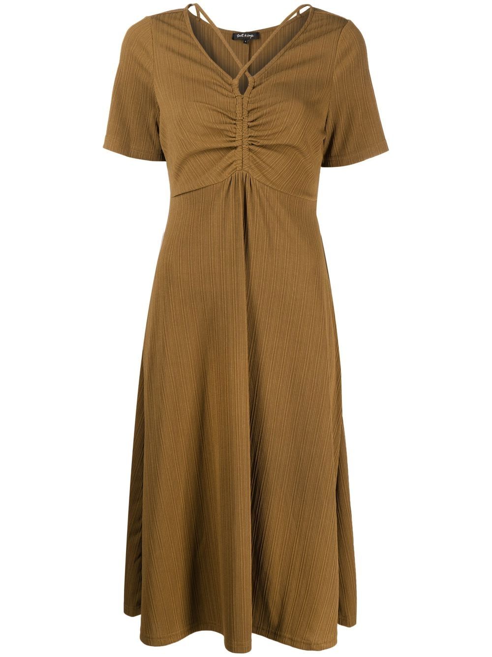 tout a coup gathered-detailing midi dress - Brown von tout a coup