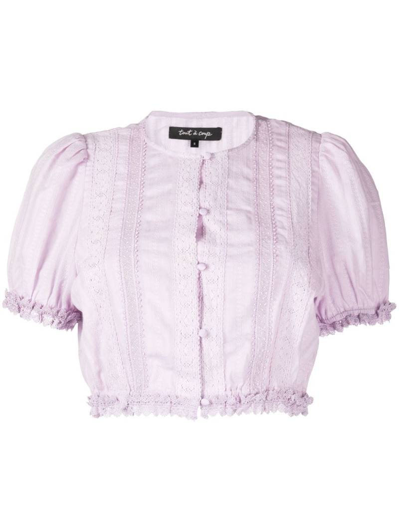 tout a coup lace-trim buttoned cotton blouse - Purple von tout a coup