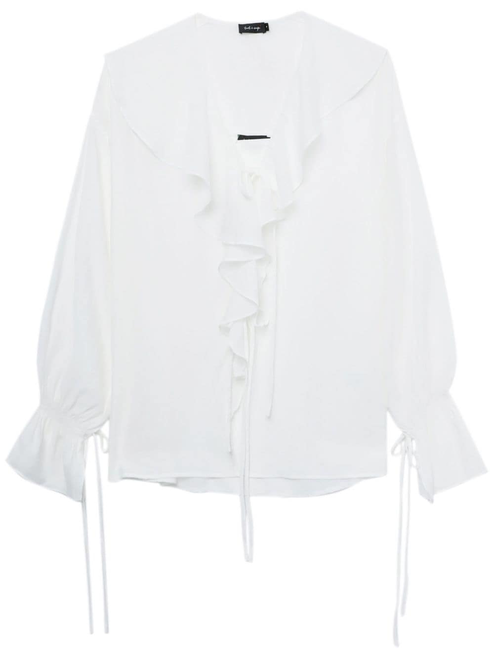 tout a coup lace-up ruffled blouse - White von tout a coup