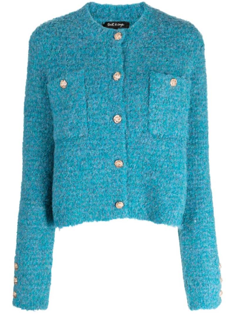 tout a coup logo-embossed knitted cardigan - Blue von tout a coup