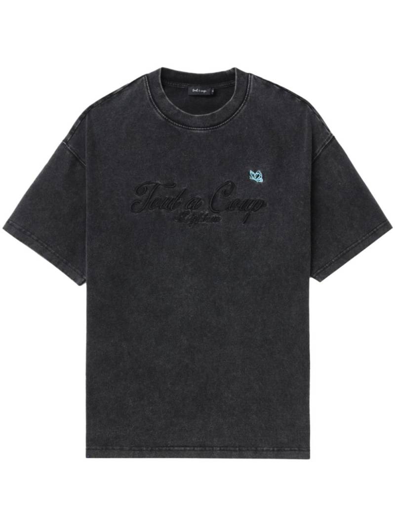 tout a coup logo-embroidered cotton T-shirt - Black von tout a coup