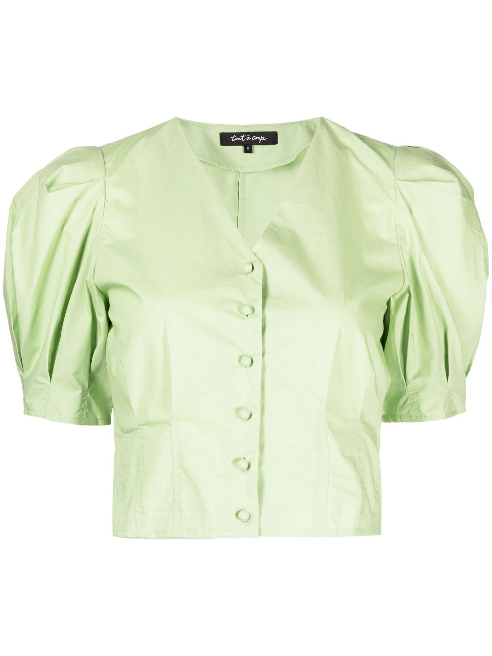 tout a coup puff-sleeves cropped blouse - Green von tout a coup