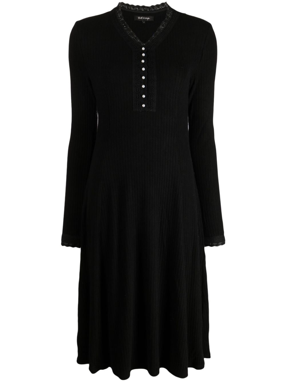 tout a coup ribbed V-neck midi dress - Black von tout a coup