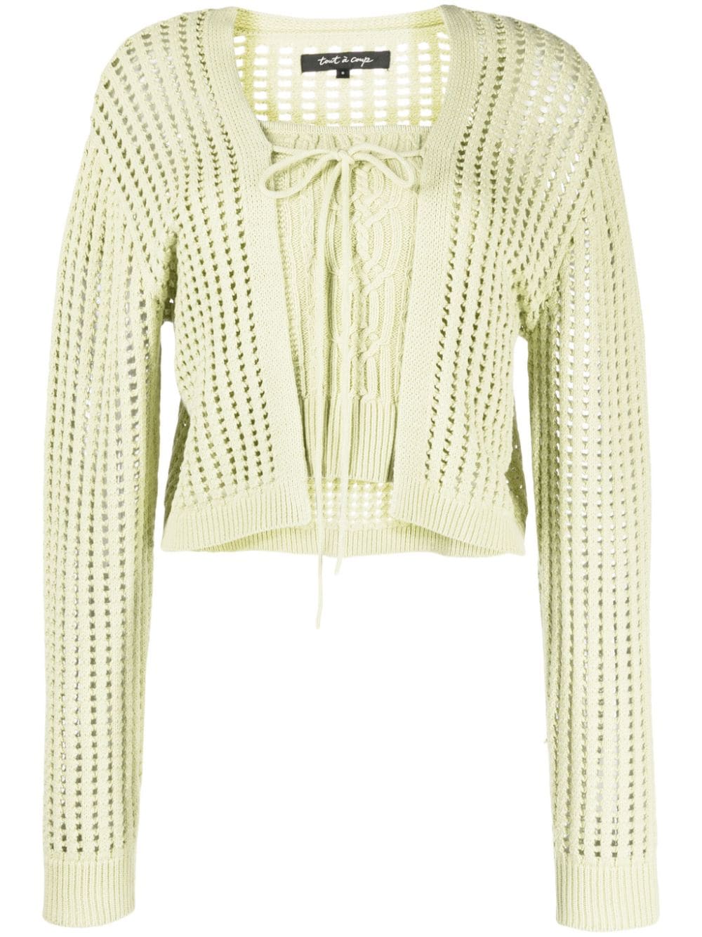 tout a coup ribbed-trim drawstring cardigan - Green von tout a coup