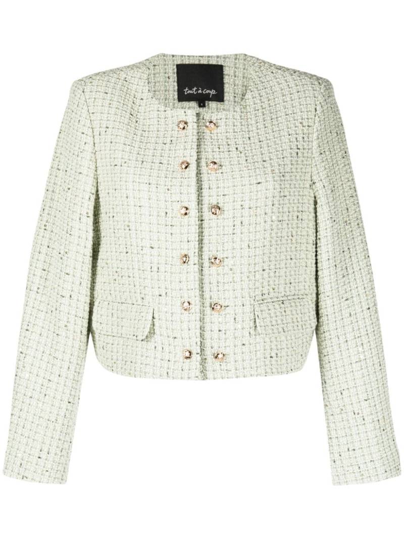 tout a coup round-neck tweed cardigan - Green von tout a coup