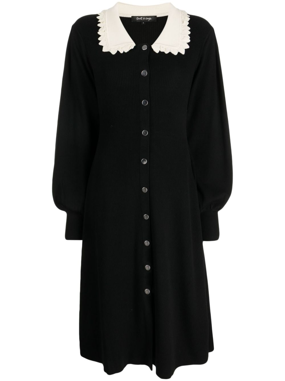 tout a coup ruffle-collar puff-sleeve midi dress - Black von tout a coup