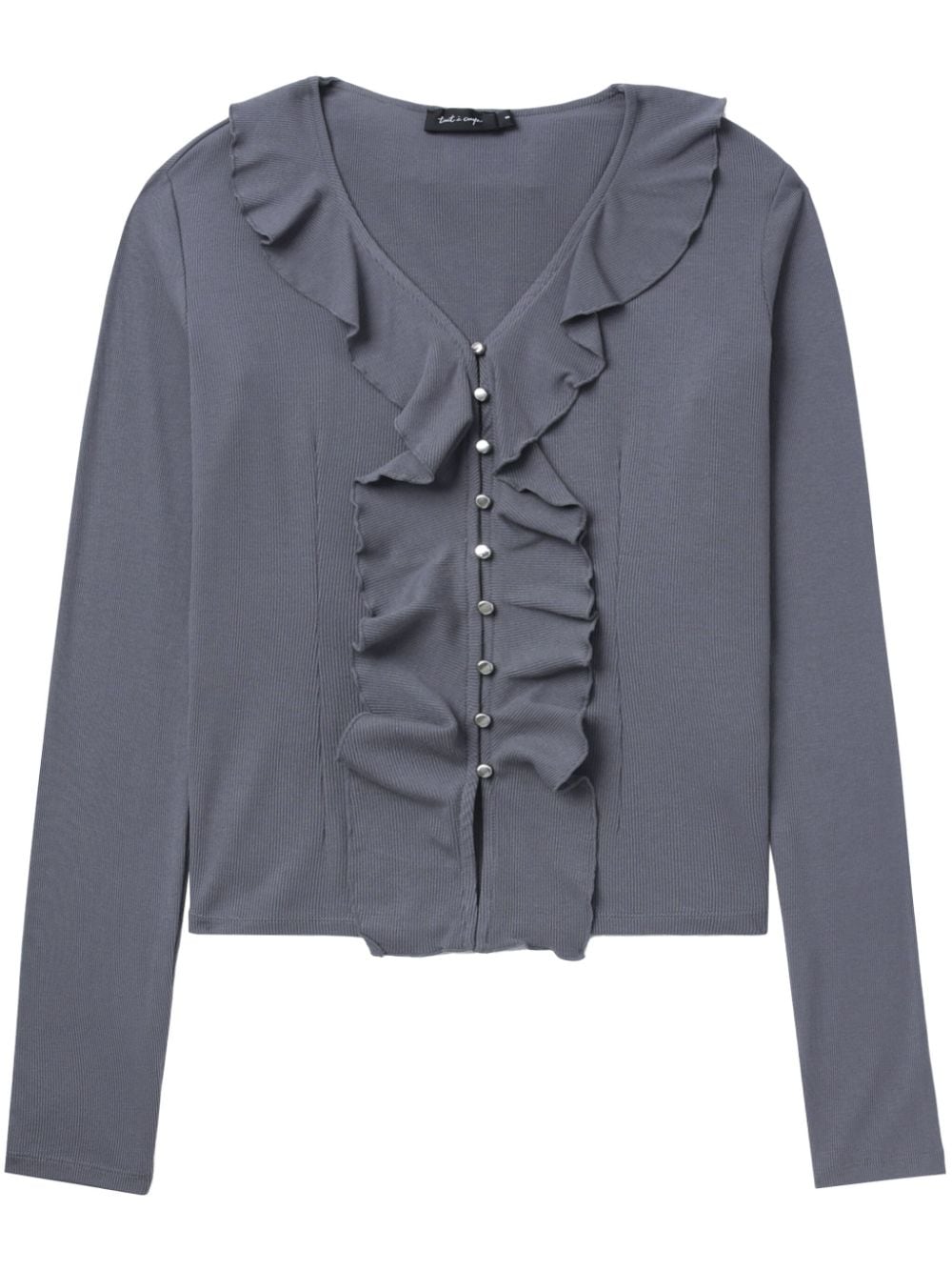 tout a coup ruffled ribbed cardigan - Grey von tout a coup