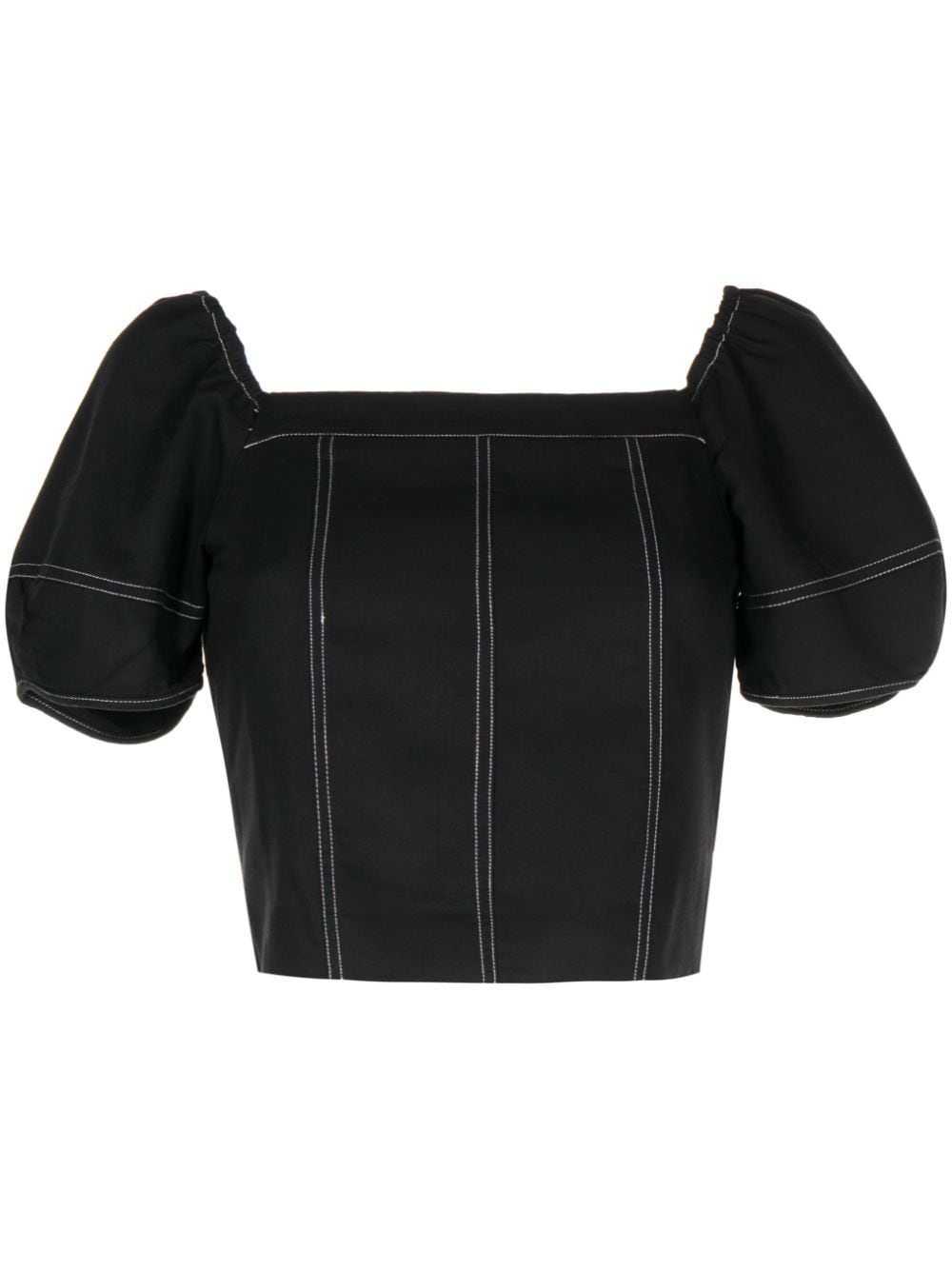 tout a coup square-neck puff-sleeve top - Black von tout a coup