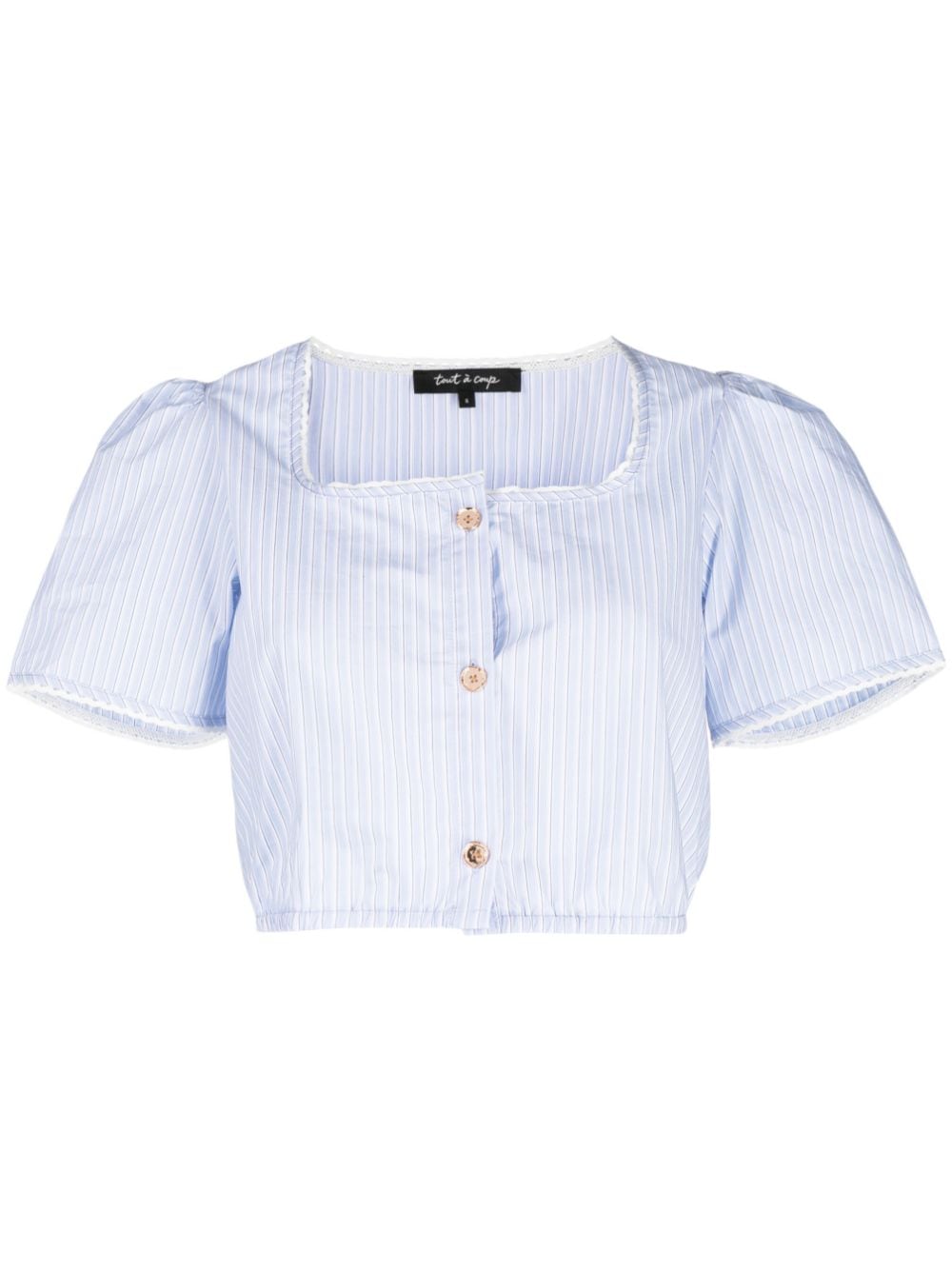 tout a coup striped cropped blouse - Blue von tout a coup