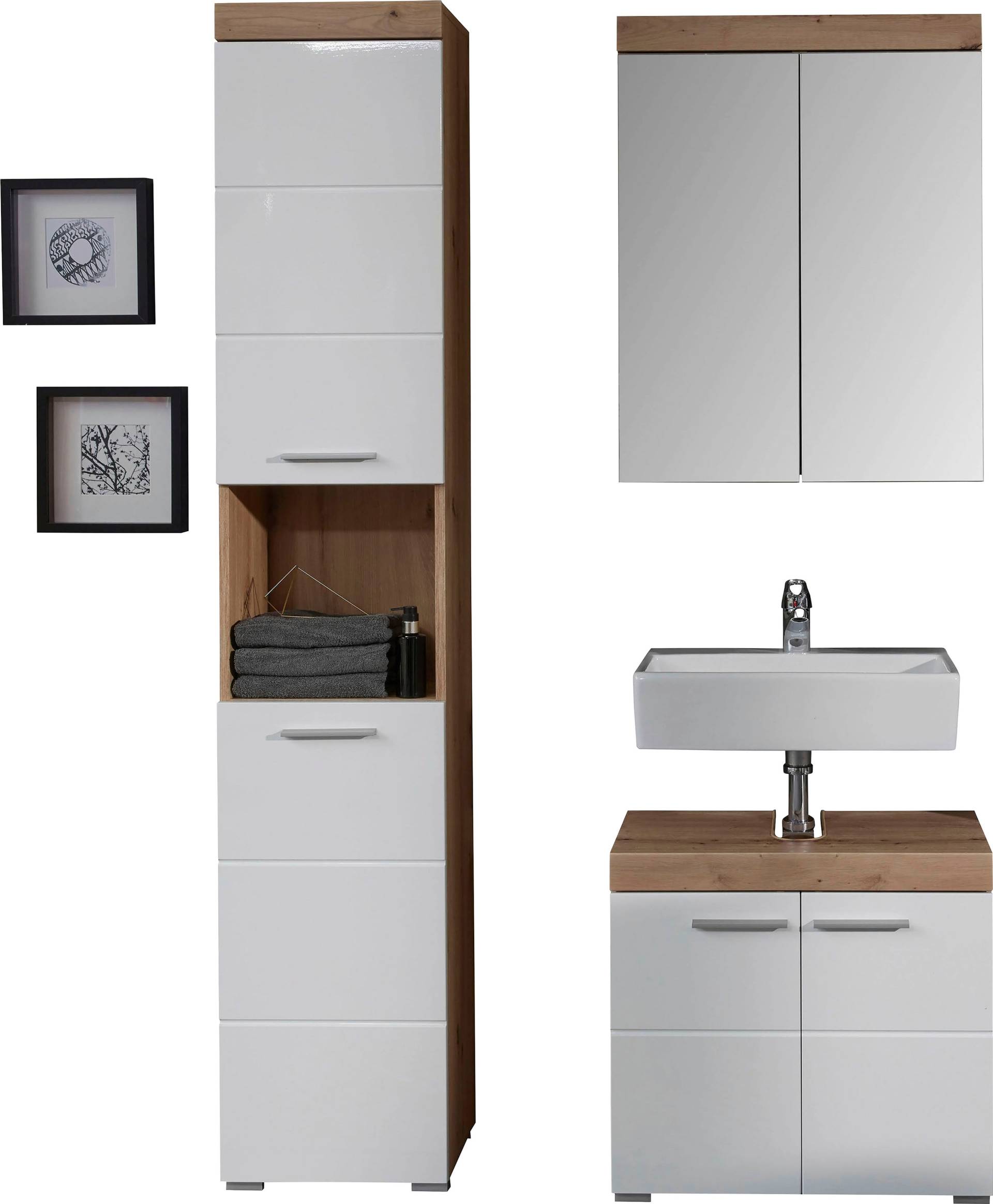 INOSIGN Badmöbel-Set »Avena«, (Set, 3 St.), Badmöbel - Hochschrank, Waschbeckenunterschrank und Spiegelschrank von INOSIGN