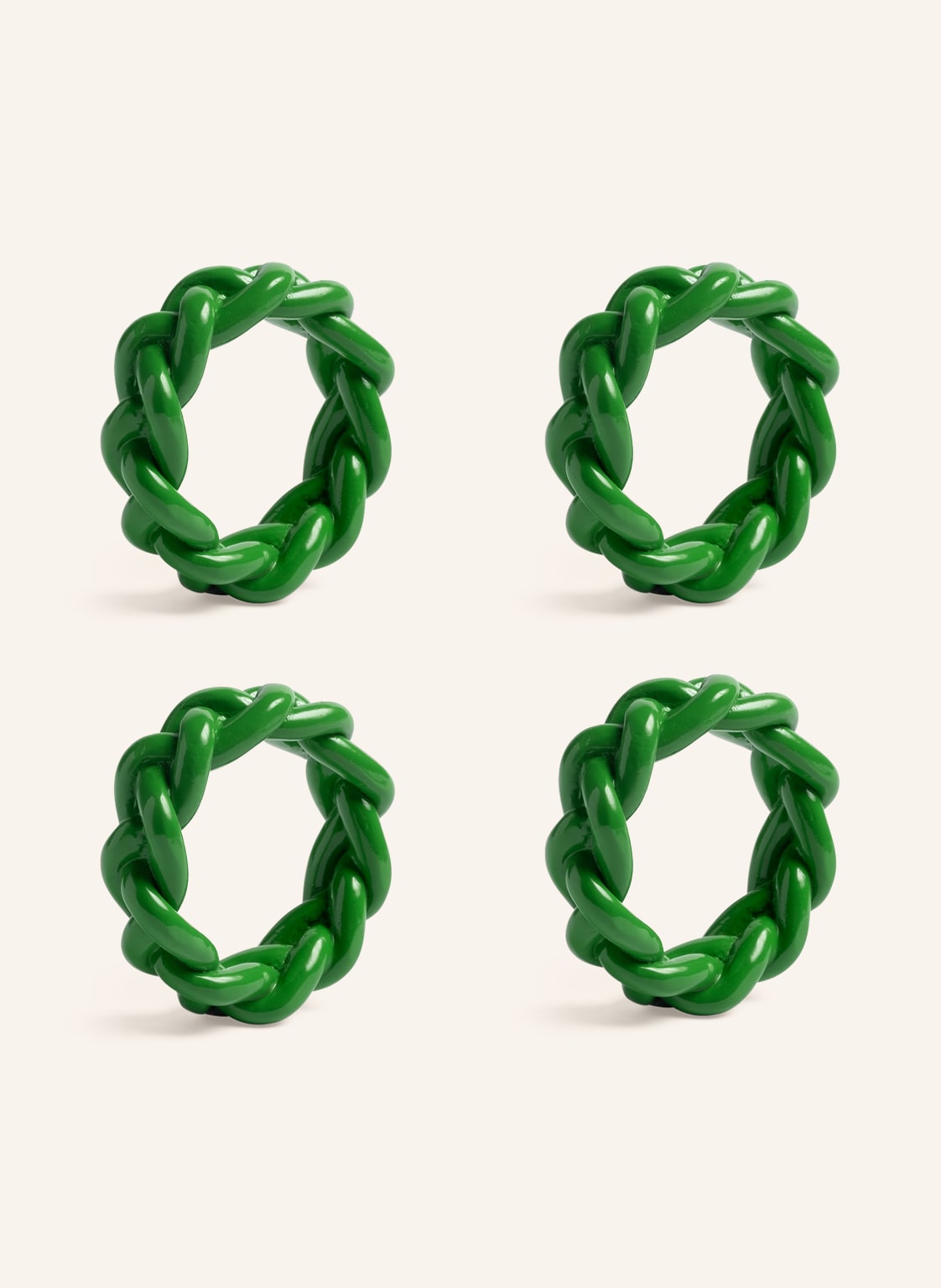 &K Amsterdam 4er-Set Serviettenringe Braid gruen &K Amsterdam 4er-Set Serviettenringe Braid gruen von &k amsterdam