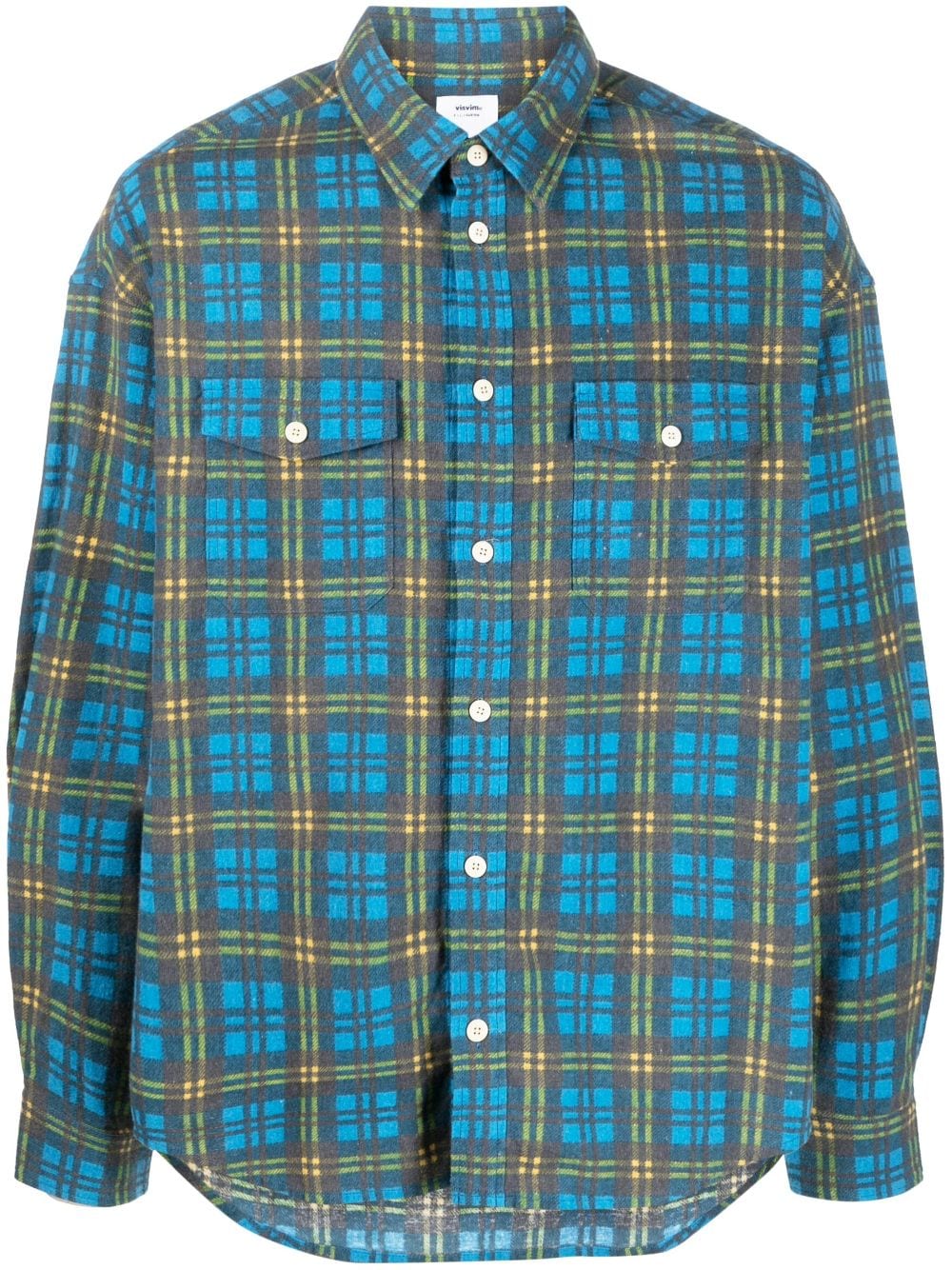 visvim check-print cotton shirt - Blue von visvim