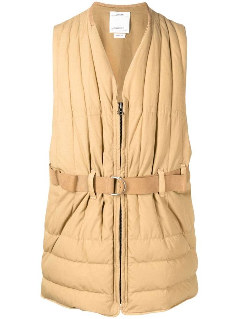 visvim padded belted v-neck gilet - Brown von visvim