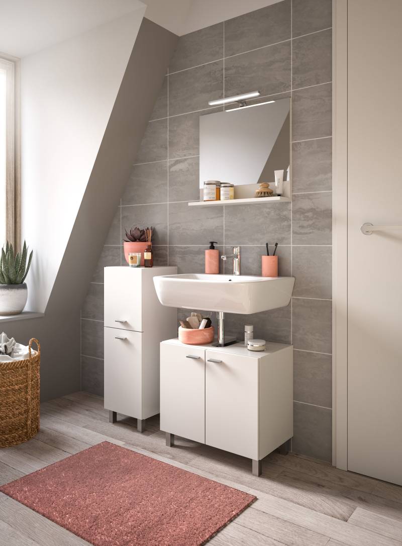 welltime Badmöbel-Set »Tampa, Breite 102cm, 3-teilig«, (3 St.), Waschbeckenunterschrank, Spiegel, Midischrank von welltime