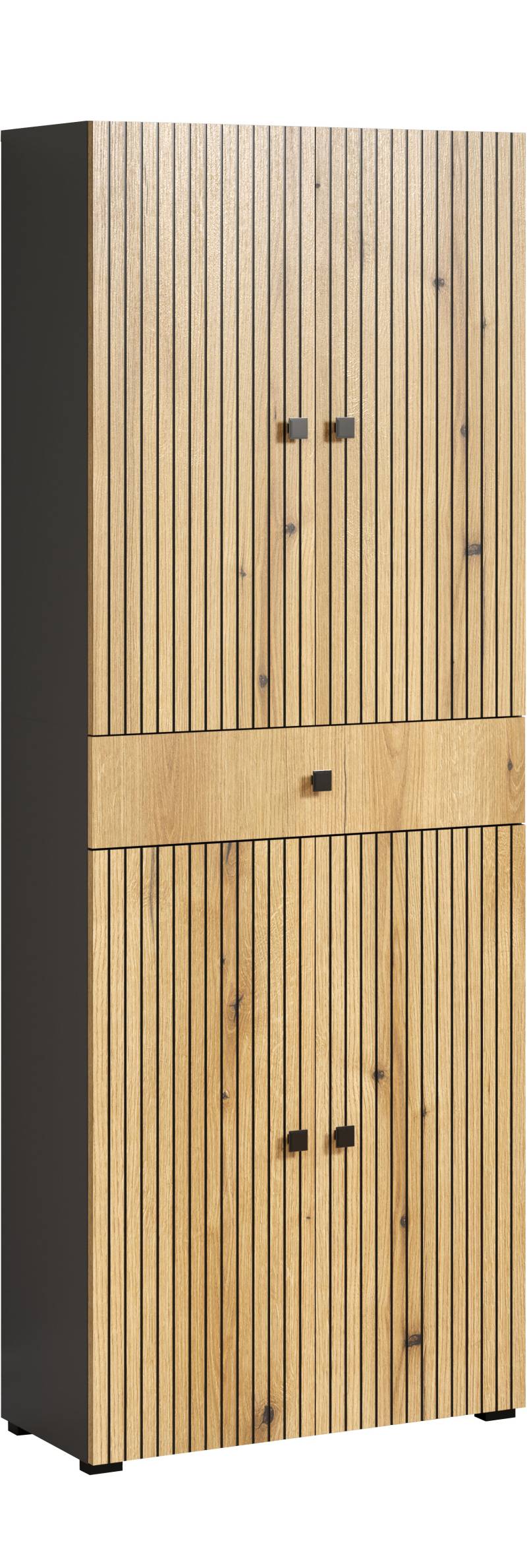 welltime Hochschrank »Amrum«, (1 St.), Breite 40cm, geräumiger Hochschrank Eiche Rillenoptik Badschrank von welltime