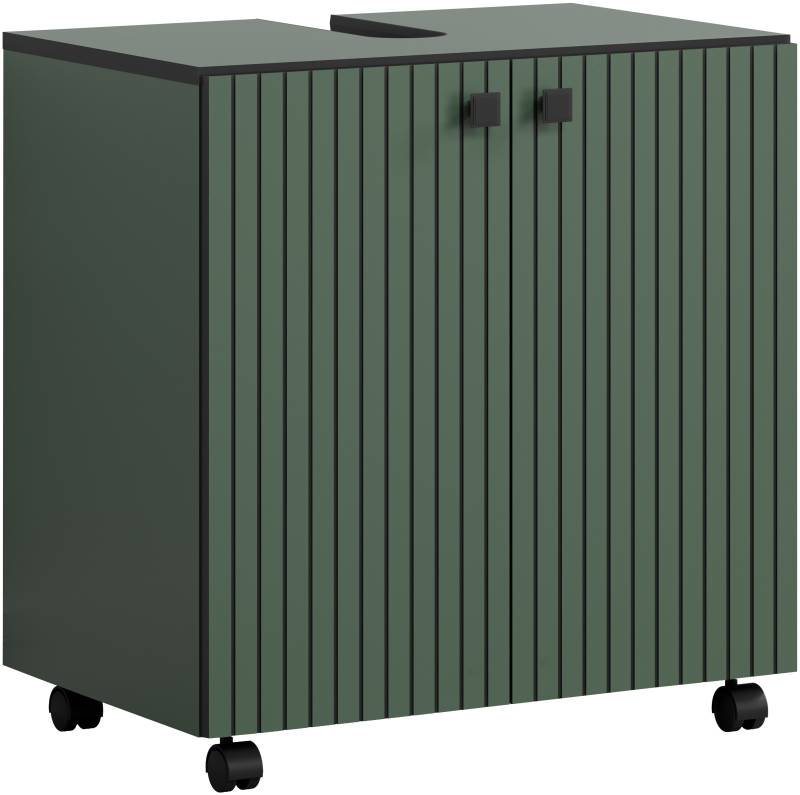 welltime Waschbeckenunterschrank »Amrum«, (1 St.), BxHxT 80 x 64 x 42cm Waschbeckenunterschrank Eiche Rillenoptik von welltime