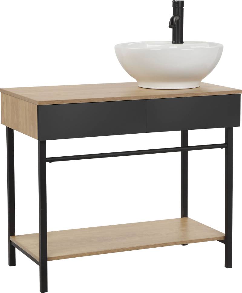 welltime Waschtisch »Haarlem«, Breite 88cm, Badmöbel inkl. Waschbecken, Metall von welltime