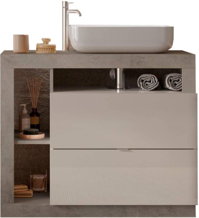 welltime Waschtisch »Hamburg«, 2 Schubkästen, Breite 92 cm, Soft-Close, inkl. Keramik-Aufsatzbecken von welltime