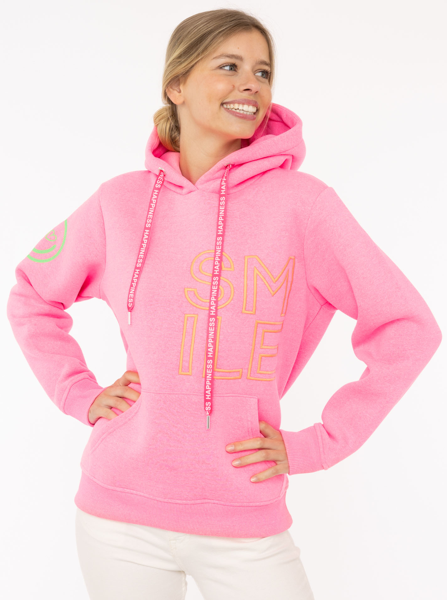 Zwillingsherz Hoodie »"Alissa 2.0"«, mit SMILE Stickerei vorne und hinten von zwillingsherz