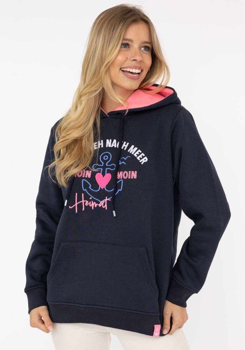 Zwillingsherz Hoodie »"Fernweh nach Meer"«, mit maritimer Stickerei, Kängurutaschen von zwillingsherz
