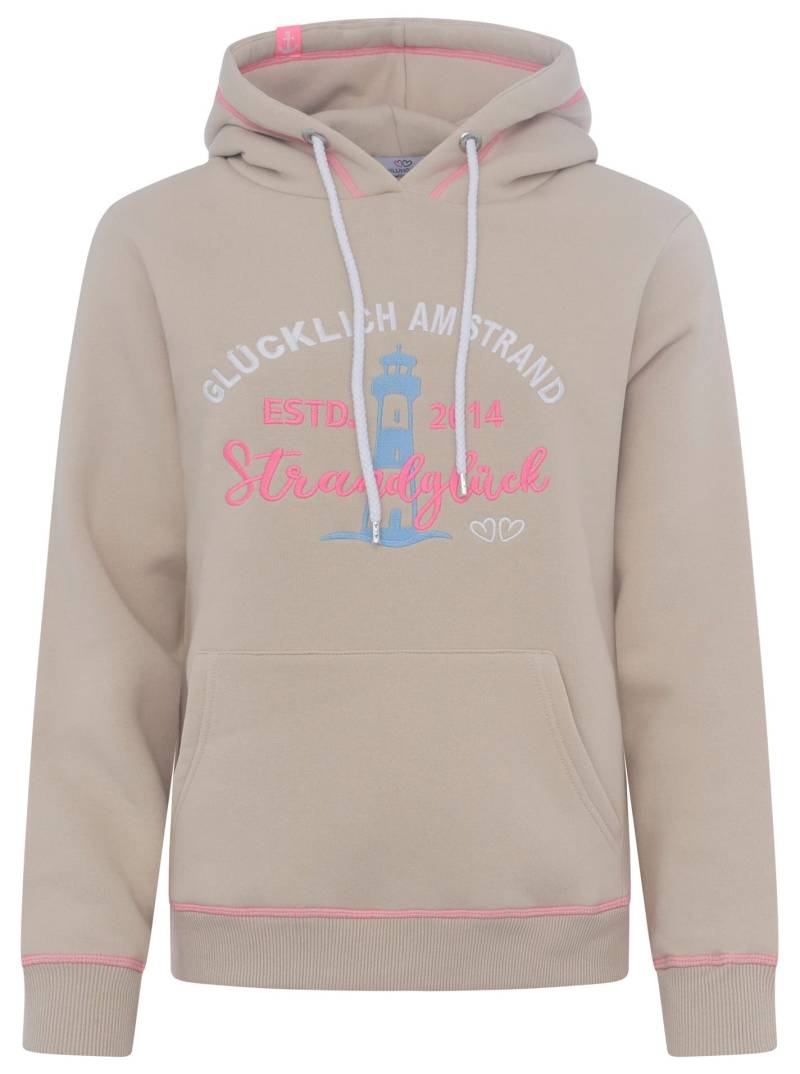 Zwillingsherz Hoodie »"Glücklich am Strand"«, mit maritimer Stickerei, Kängurutaschen von zwillingsherz