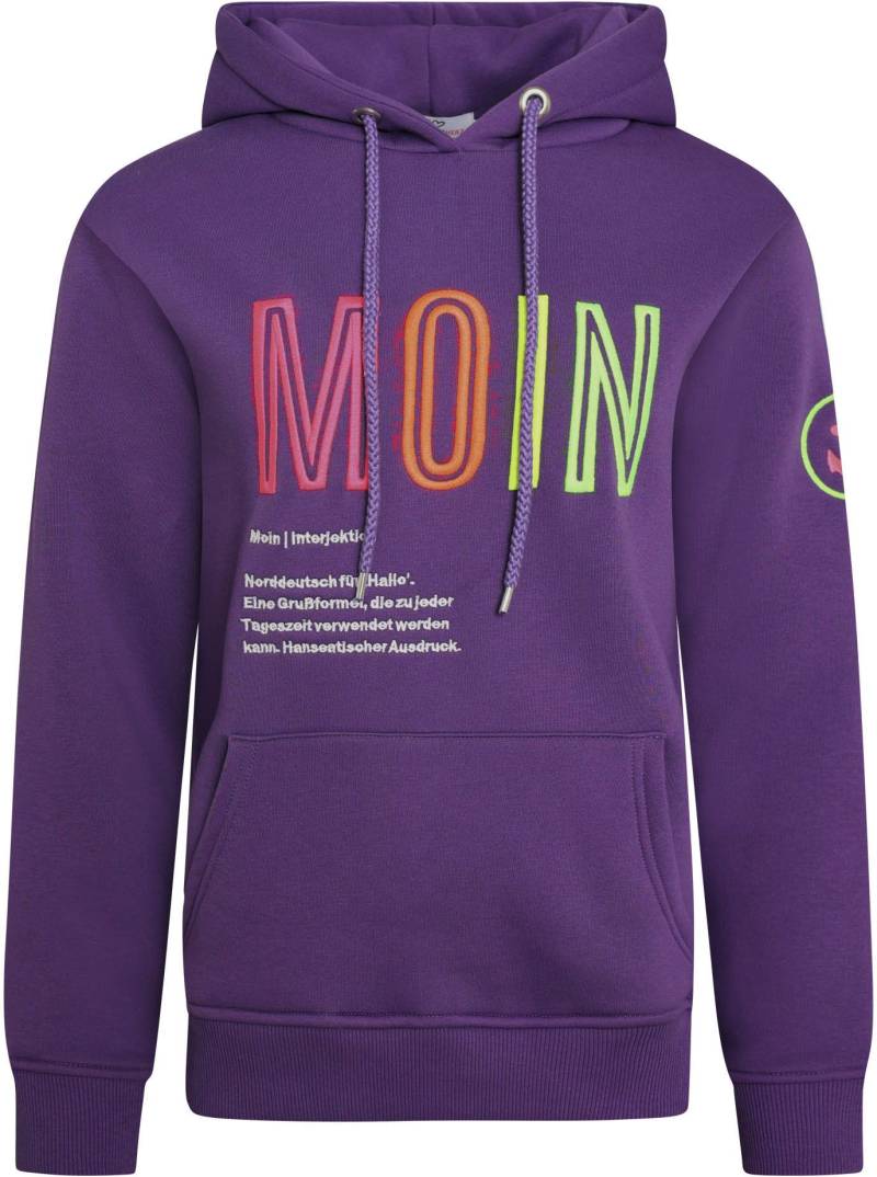 Zwillingsherz Sweat-Hoodie, mit aufgesticktem "MOIN"-Schriftzug in Neonfarben von zwillingsherz