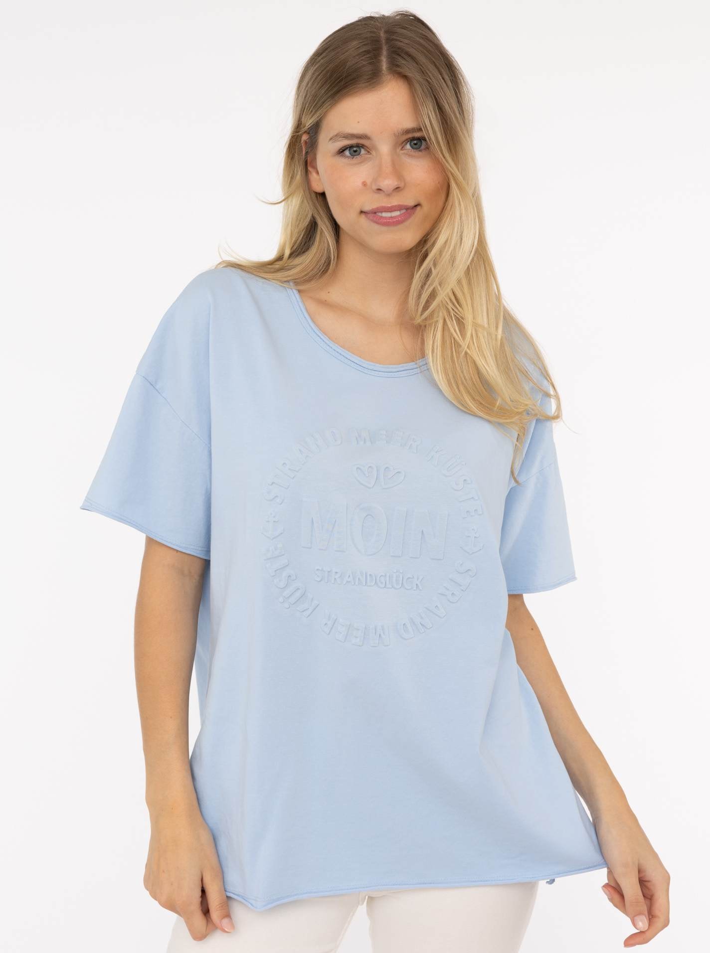 Zwillingsherz Kurzarmshirt »Oversized Shirt Stempeldruck "Moin"«, mit mit grossem MOIN Druck von zwillingsherz