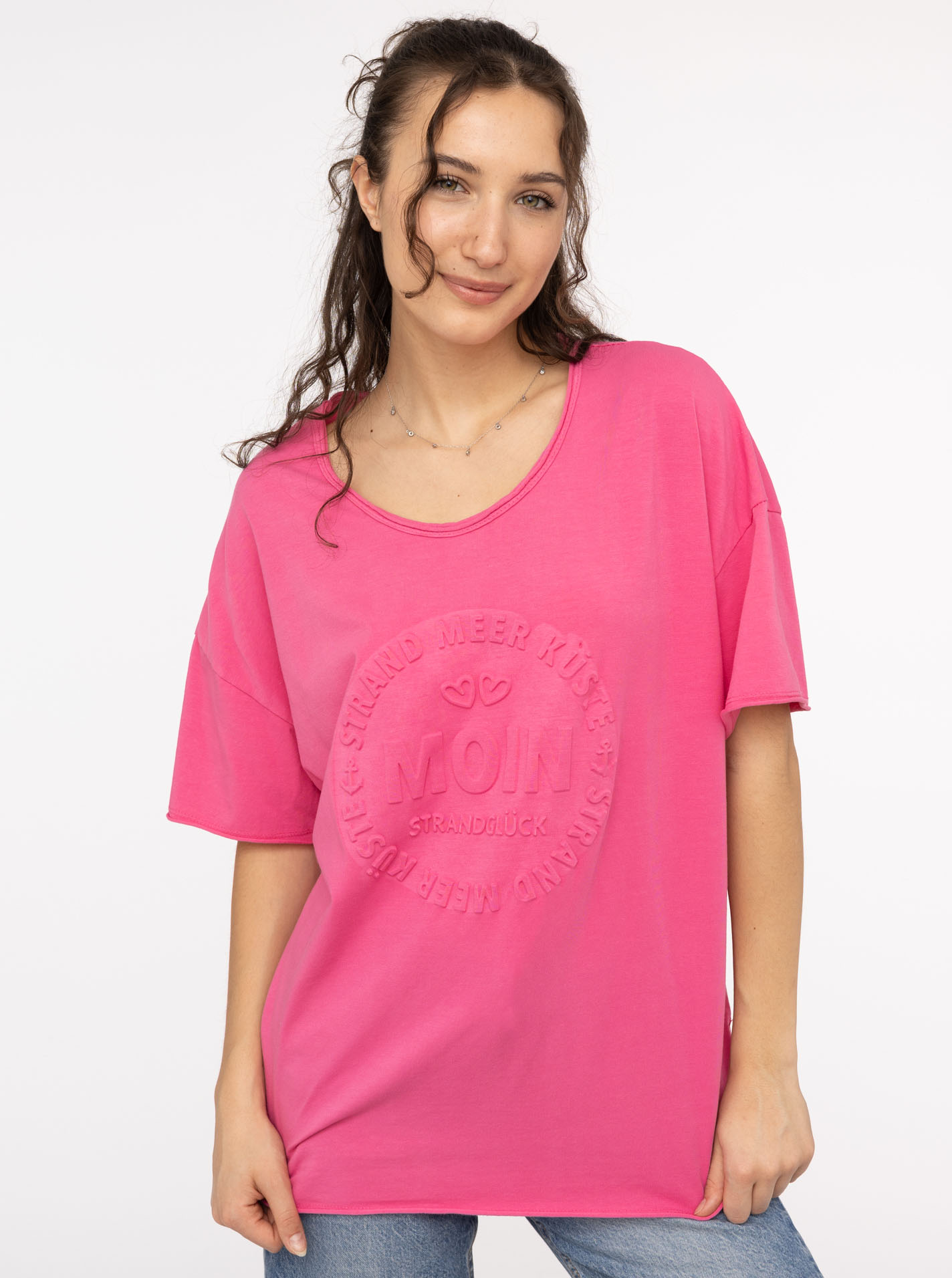 Zwillingsherz Kurzarmshirt »Oversized Shirt Stempeldruck "Moin"«, mit mit grossem MOIN Druck von zwillingsherz