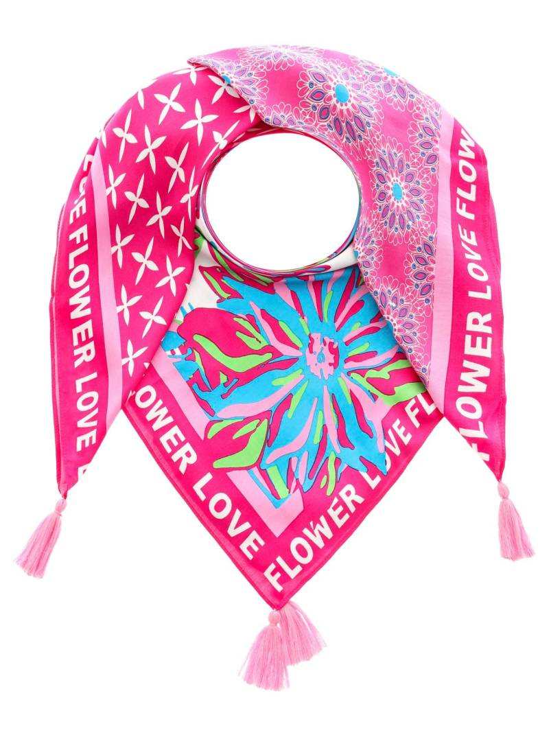 Zwillingsherz Modetuch »"Flower Love"«, mit Tasseln und farbenfrohem Vierecksmuster von zwillingsherz
