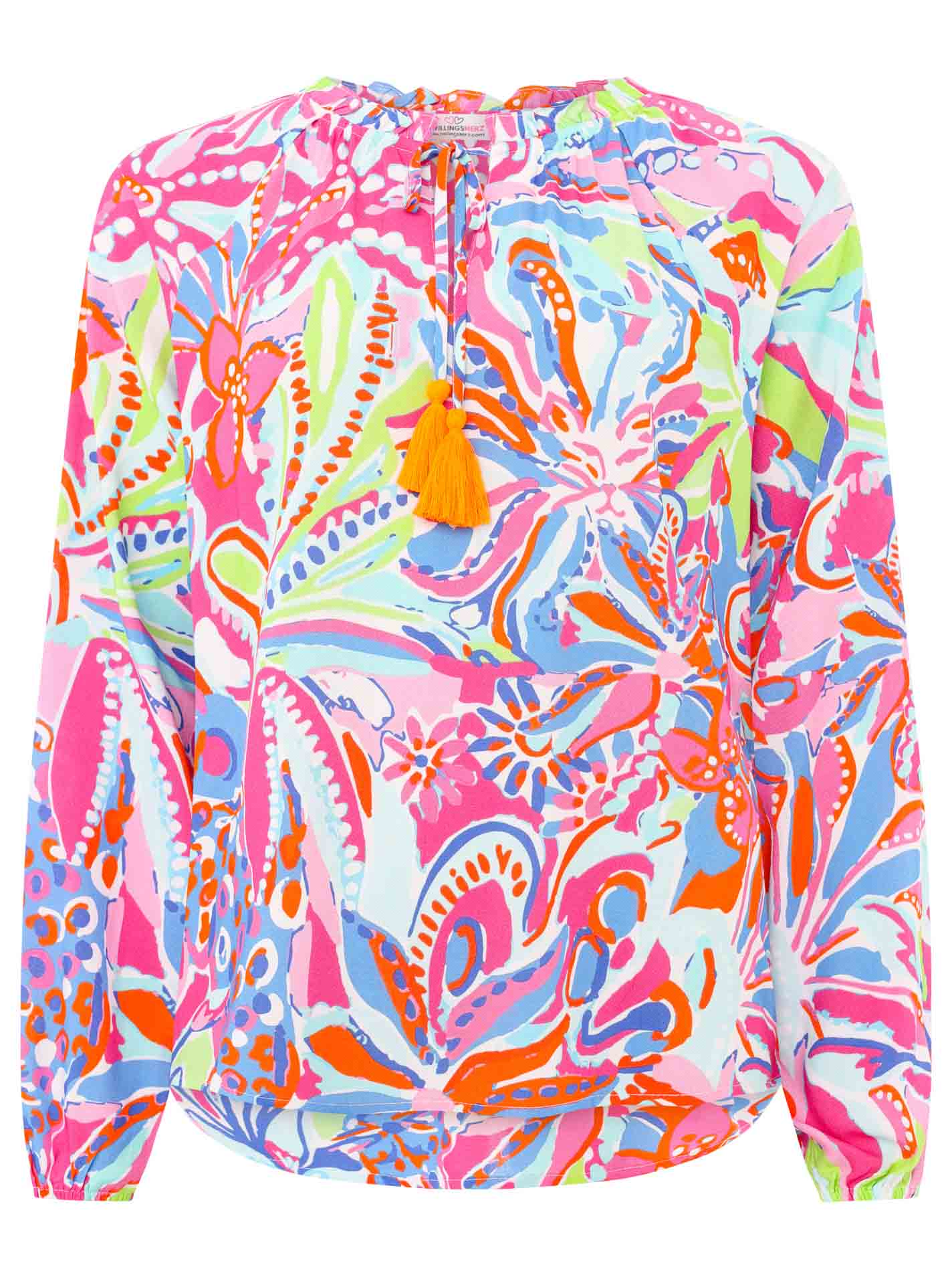 Zwillingsherz Schlupfbluse »"Happy Flower"«, mit Floralem Muster, Bindeband mit Tasseln von zwillingsherz