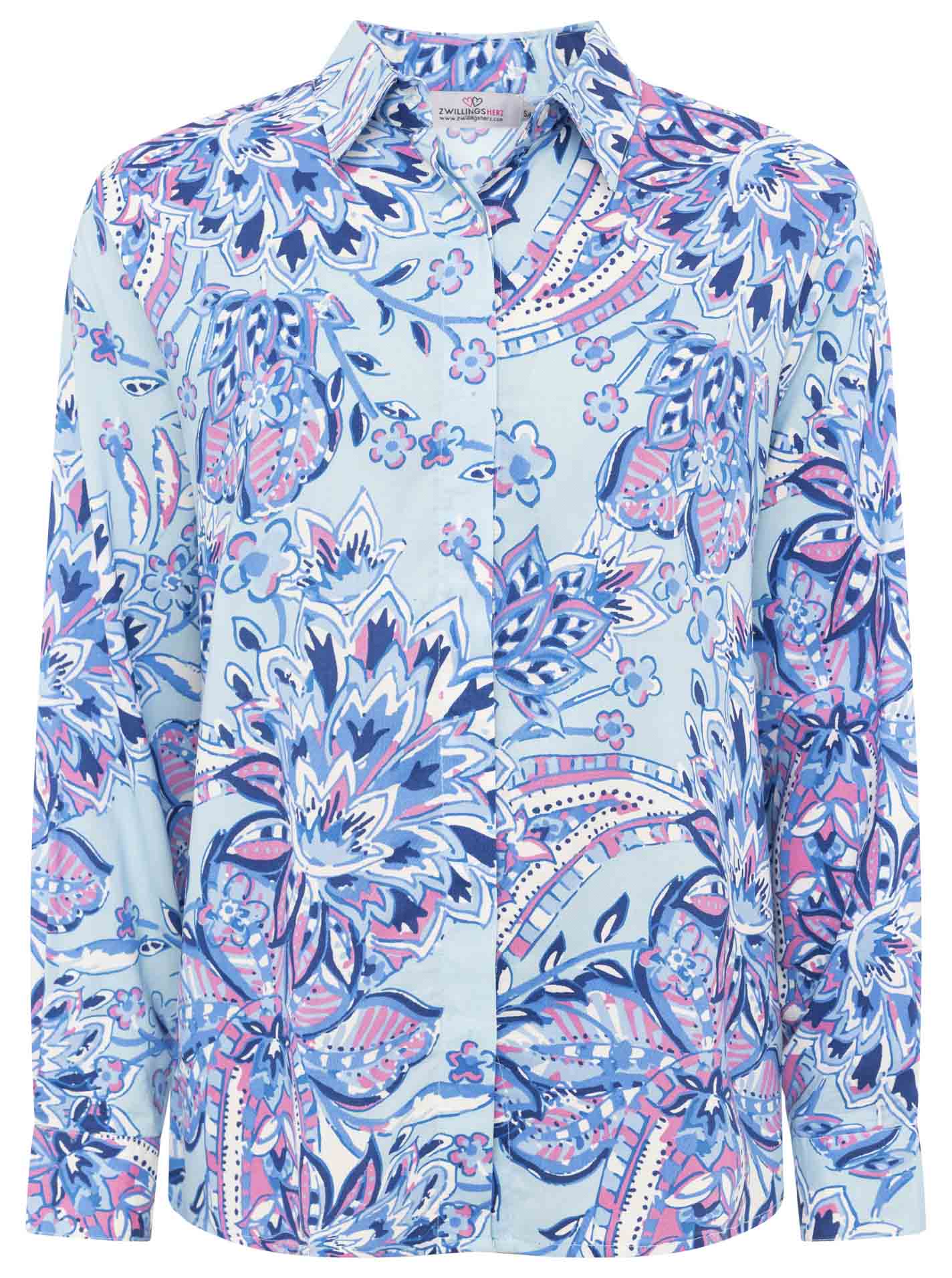 Zwillingsherz Shirtbluse »"Happy Paisley"«, Viskose Set mit blauem Paisley Muster, lange Hose und Bluse Zwillingsherz Shirtbluse »"Happy Paisley"«, Viskose Set mit blauem Paisley Muster, lange Hose und Bluse von zwillingsherz
