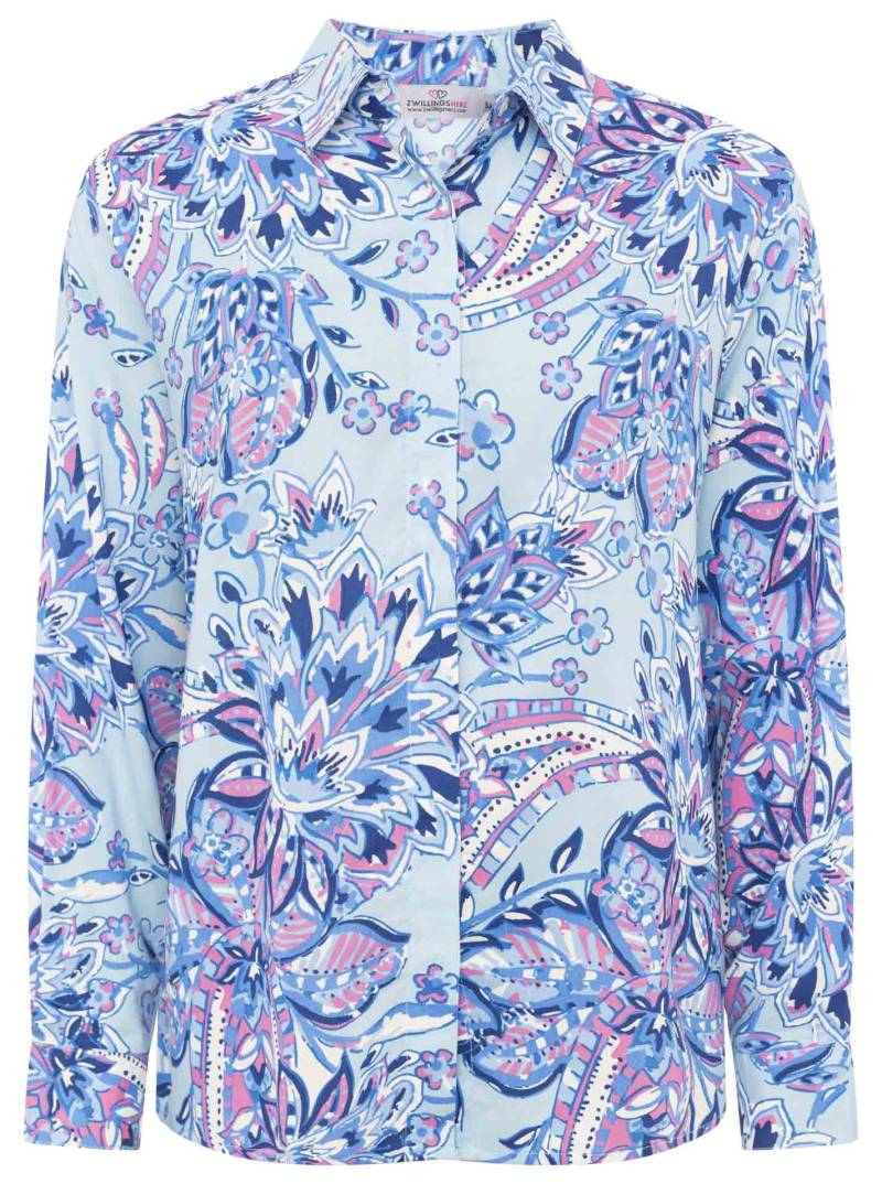 Zwillingsherz Shirtbluse »"Happy Paisley"«, Viskose Set mit blauem Paisley Muster, lange Hose und Bluse von zwillingsherz