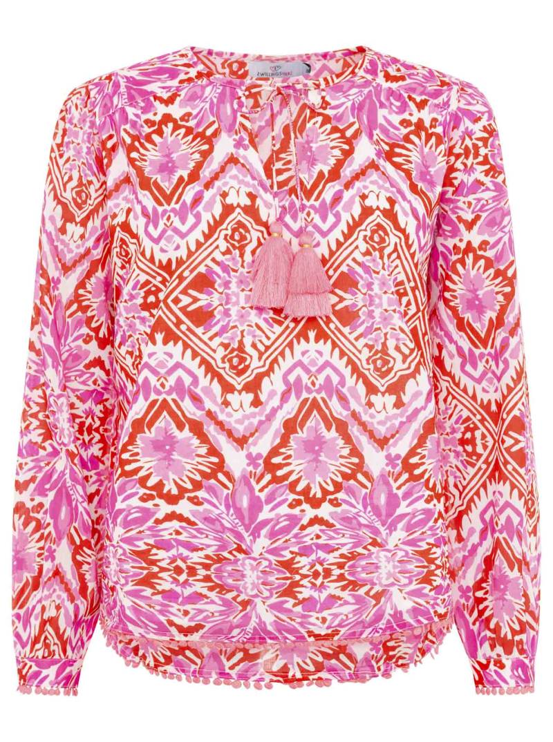 Zwillingsherz Shirtbluse »"Tröpfchen"«, mit auffallendem Muster, Tasseln und Pom Pom Besatz von zwillingsherz