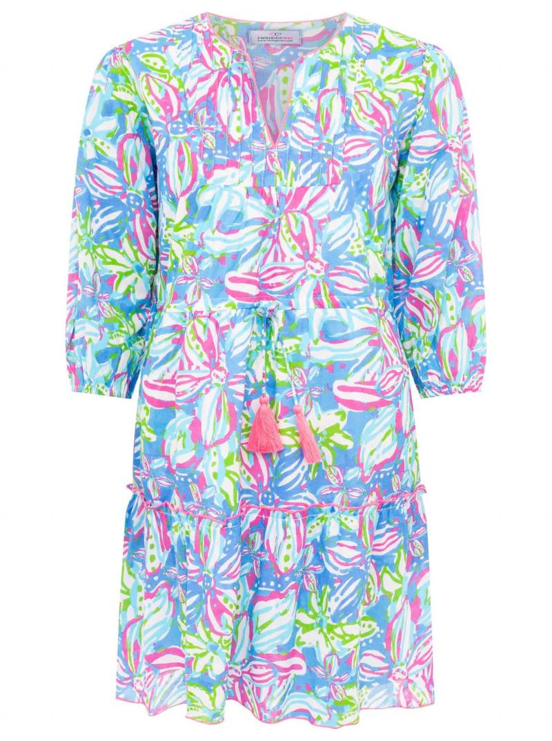 Zwillingsherz Sommerkleid »"Blumentraum"«, mit floralem Muster, zum Binden mit Tasseln, kontrastfarbige Details von zwillingsherz