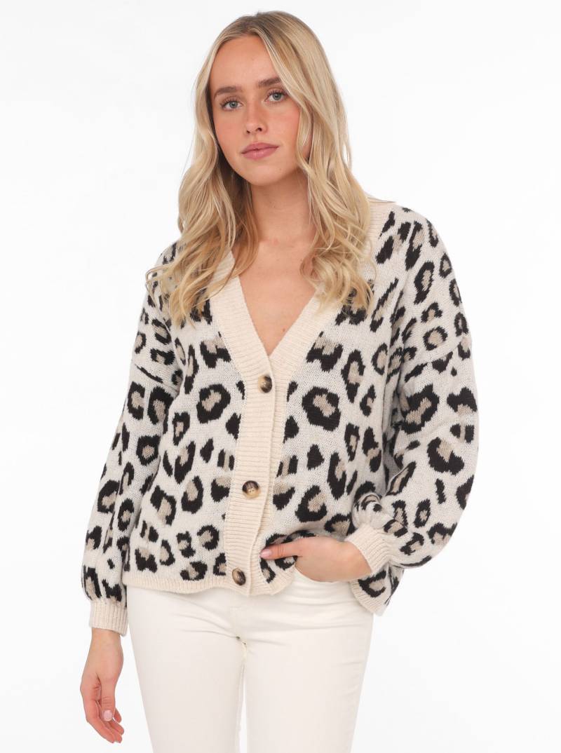 Zwillingsherz Strickjacke »"Big Leo"«, mit Knöpfen und auffallendem Leo Muster, One Size von zwillingsherz
