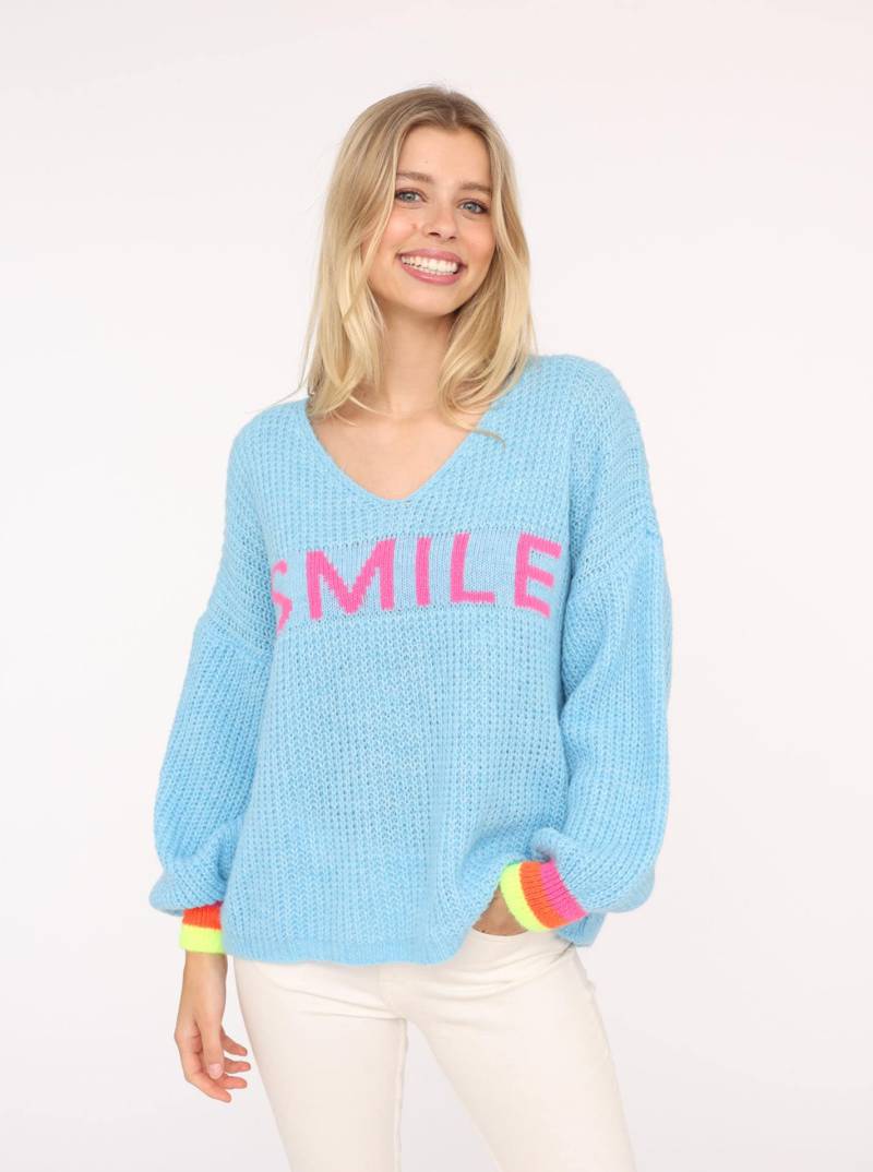 Zwillingsherz Strickpullover »"Smile"«, mit fröhlichem Aufdruck, One Size von zwillingsherz