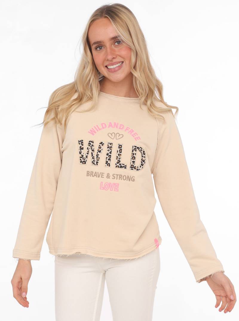 Zwillingsherz Sweater »"Wild and Free"«, mit Used-Look Kanten, Leo Details und Stickerei von zwillingsherz