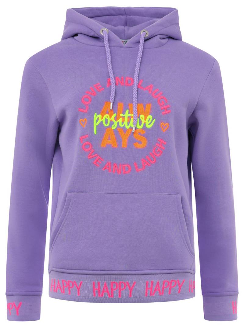 Zwillingsherz Sweatshirt, "Always positive" mit Kapuze und neonfarbenem Aufstick von zwillingsherz