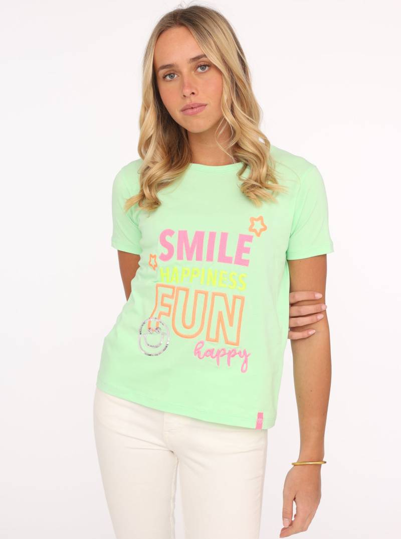 Zwillingsherz T-Shirt »"Smile Happiness Fun"«, mit bunter Stickerei und Pailletten von zwillingsherz