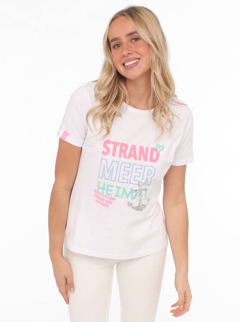 Zwillingsherz T-Shirt »"Strand Meer Heimat"«, mit maritimer Stickerei und Pailletten Anker von zwillingsherz