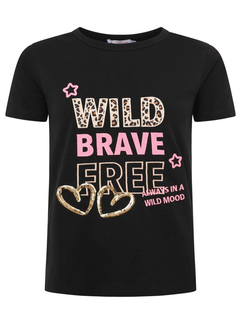 Zwillingsherz T-Shirt »"Wild Brave Free"«, mit Pailletten Herzen, Stickerei und Leodetails von zwillingsherz